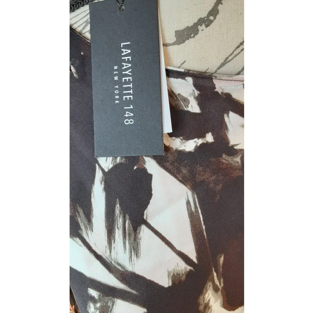 50% OFF) NWT Lafayette 148 New York Silk Blouse Black Multi Shirt MSRP $450 - Picture 7 of 9